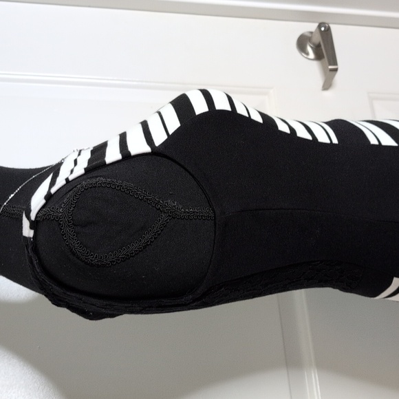 Weston Wear Anthropologie Black White Spliced Striped Lace Bodycon Midi Dress XS - Picture 6 of 12